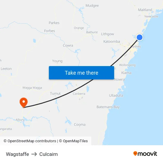 Wagstaffe to Culcairn map