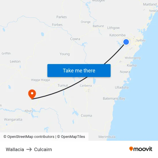 Wallacia to Culcairn map