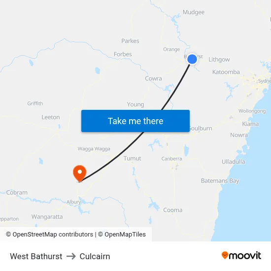 West Bathurst to Culcairn map