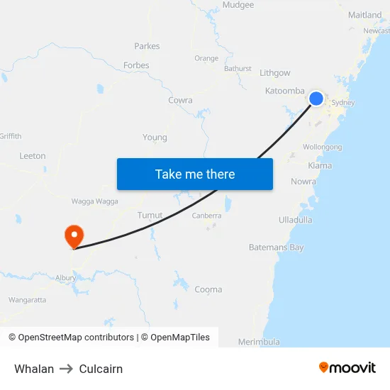 Whalan to Culcairn map