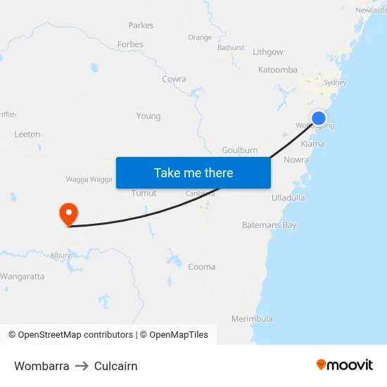 Wombarra to Culcairn map