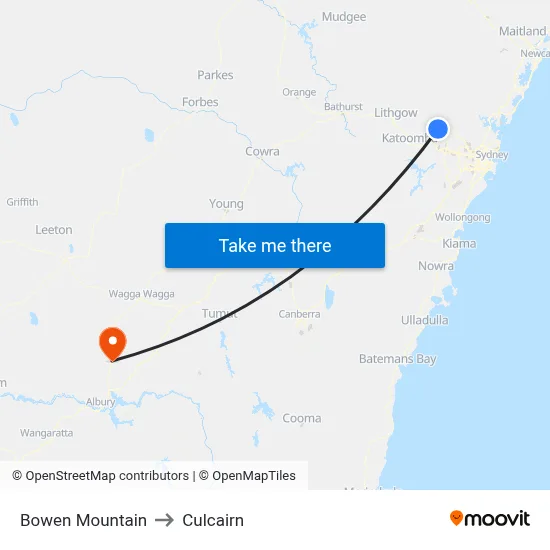 Bowen Mountain to Culcairn map