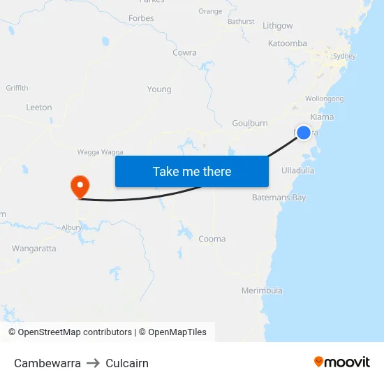 Cambewarra to Culcairn map