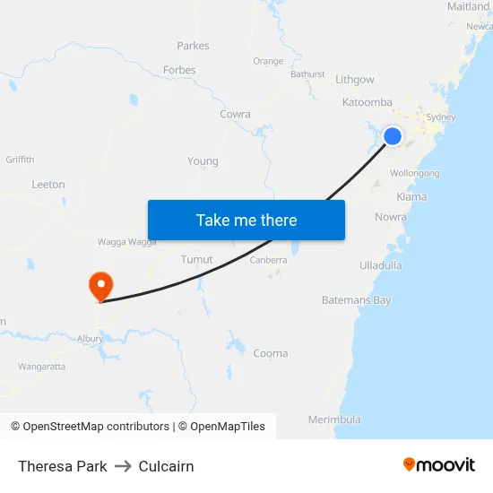 Theresa Park to Culcairn map