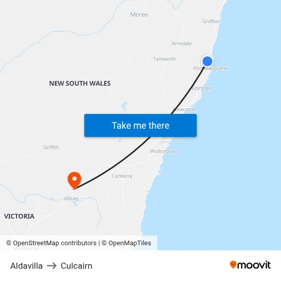 Aldavilla to Culcairn map