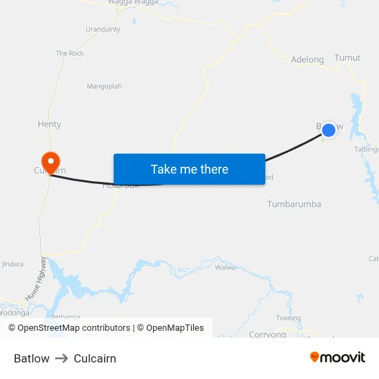 Batlow to Culcairn map
