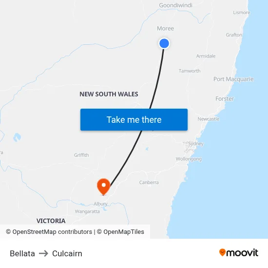 Bellata to Culcairn map