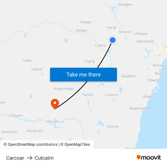Carcoar to Culcairn map