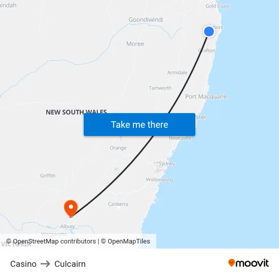 Casino to Culcairn map