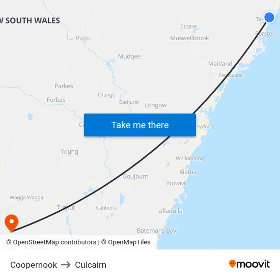 Coopernook to Culcairn map