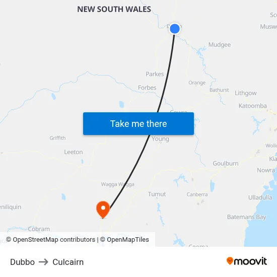 Dubbo to Culcairn map