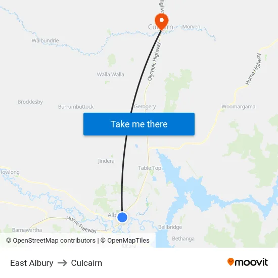 East Albury to Culcairn map