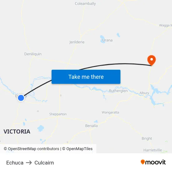 Echuca to Culcairn map