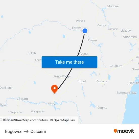 Eugowra to Culcairn map