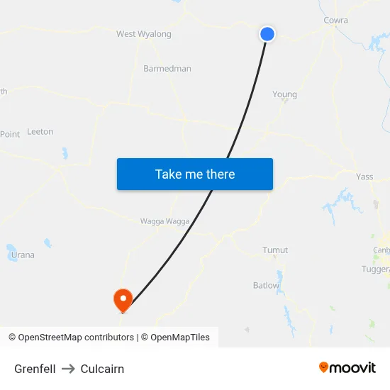 Grenfell to Culcairn map