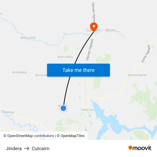 Jindera to Culcairn map