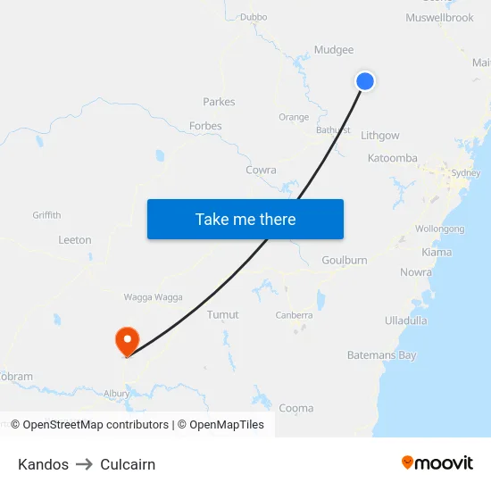 Kandos to Culcairn map