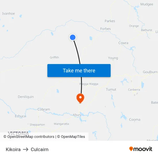 Kikoira to Culcairn map