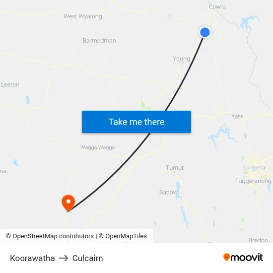Koorawatha to Culcairn map