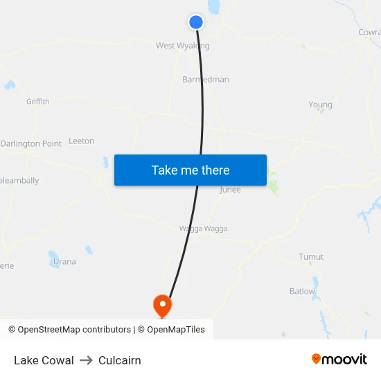 Lake Cowal to Culcairn map