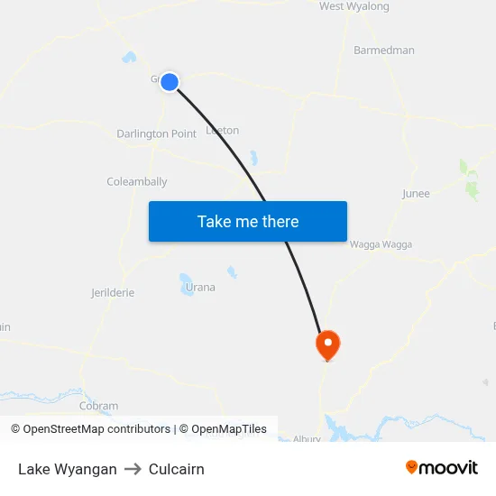 Lake Wyangan to Culcairn map