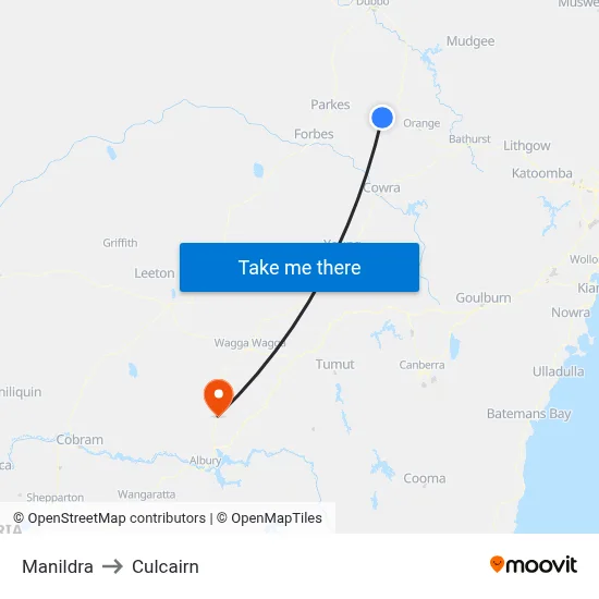 Manildra to Culcairn map