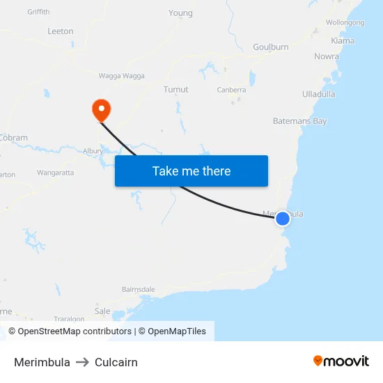 Merimbula to Culcairn map