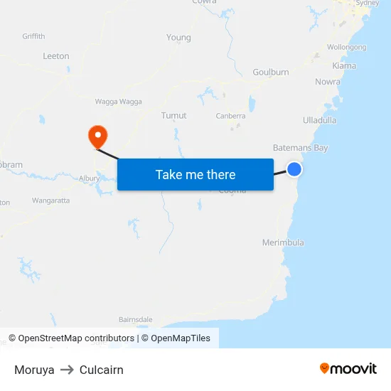 Moruya to Culcairn map