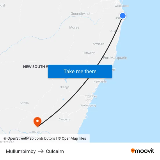 Mullumbimby to Culcairn map