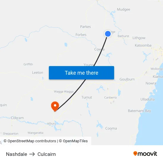 Nashdale to Culcairn map