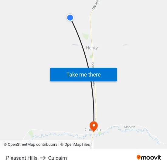 Pleasant Hills to Culcairn map