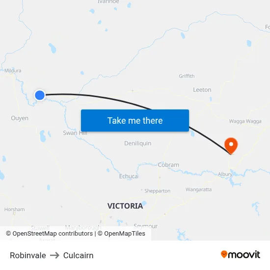 Robinvale to Culcairn map