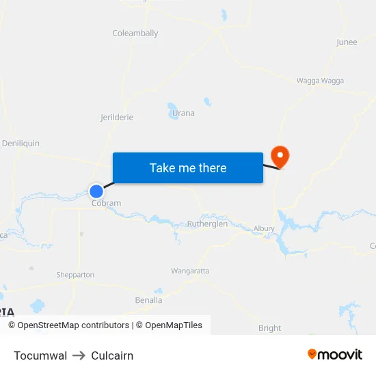 Tocumwal to Culcairn map