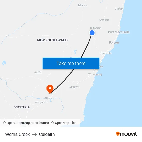 Werris Creek to Culcairn map