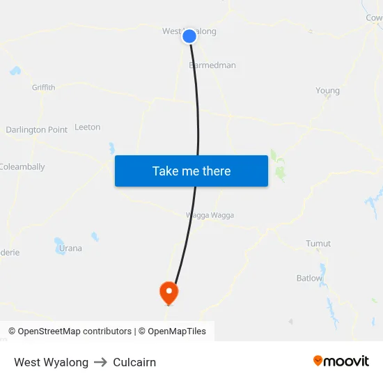 West Wyalong to Culcairn map