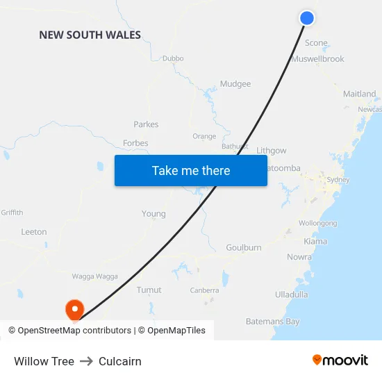 Willow Tree to Culcairn map