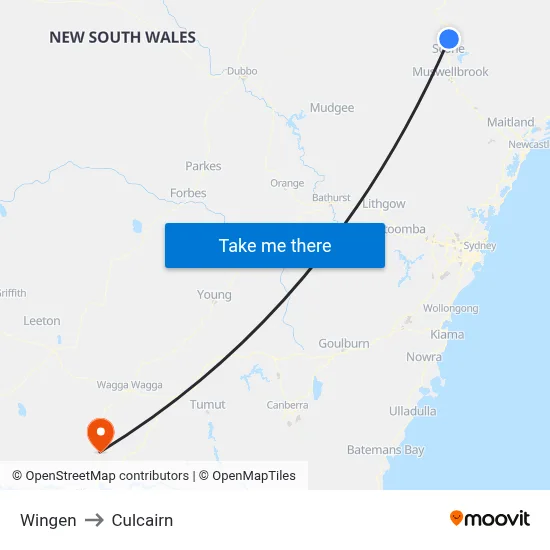 Wingen to Culcairn map