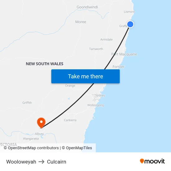 Wooloweyah to Culcairn map