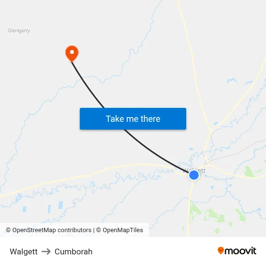 Walgett to Cumborah map