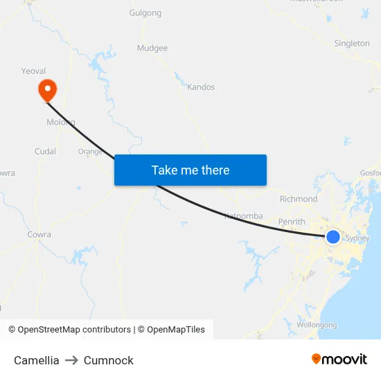 Camellia to Cumnock map