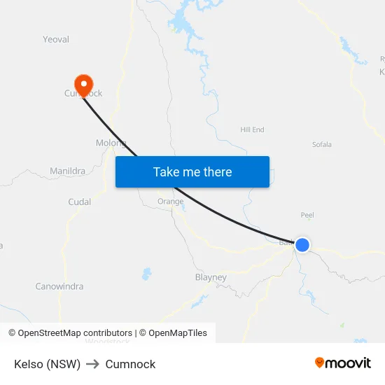 Kelso (NSW) to Cumnock map