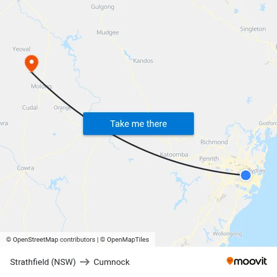 Strathfield (NSW) to Cumnock map