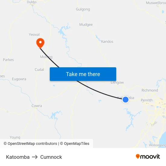 Katoomba to Cumnock map