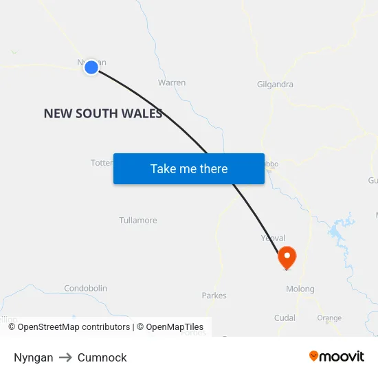 Nyngan to Cumnock map