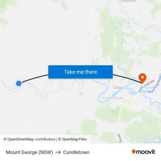 Mount George (NSW) to Cundletown map