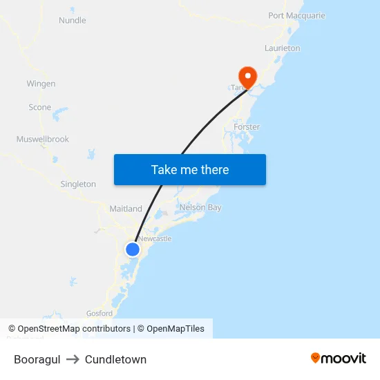 Booragul to Cundletown map