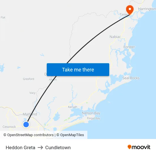 Heddon Greta to Cundletown map