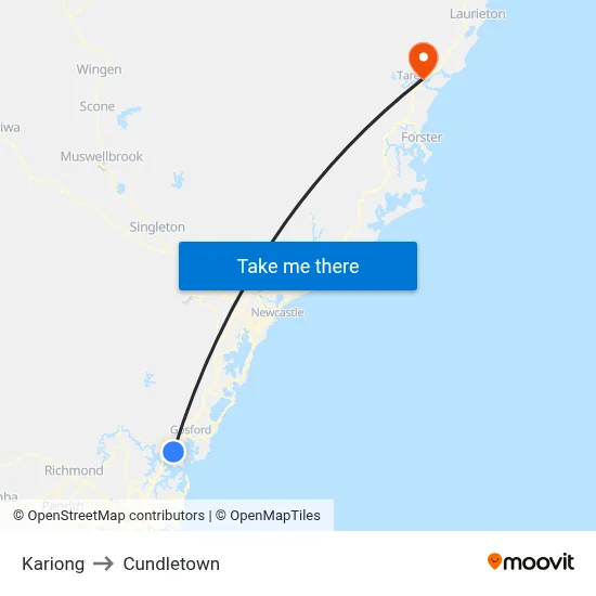 Kariong to Cundletown map