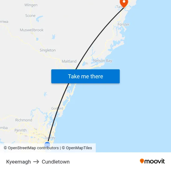 Kyeemagh to Cundletown map