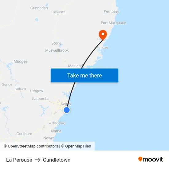 La Perouse to Cundletown map